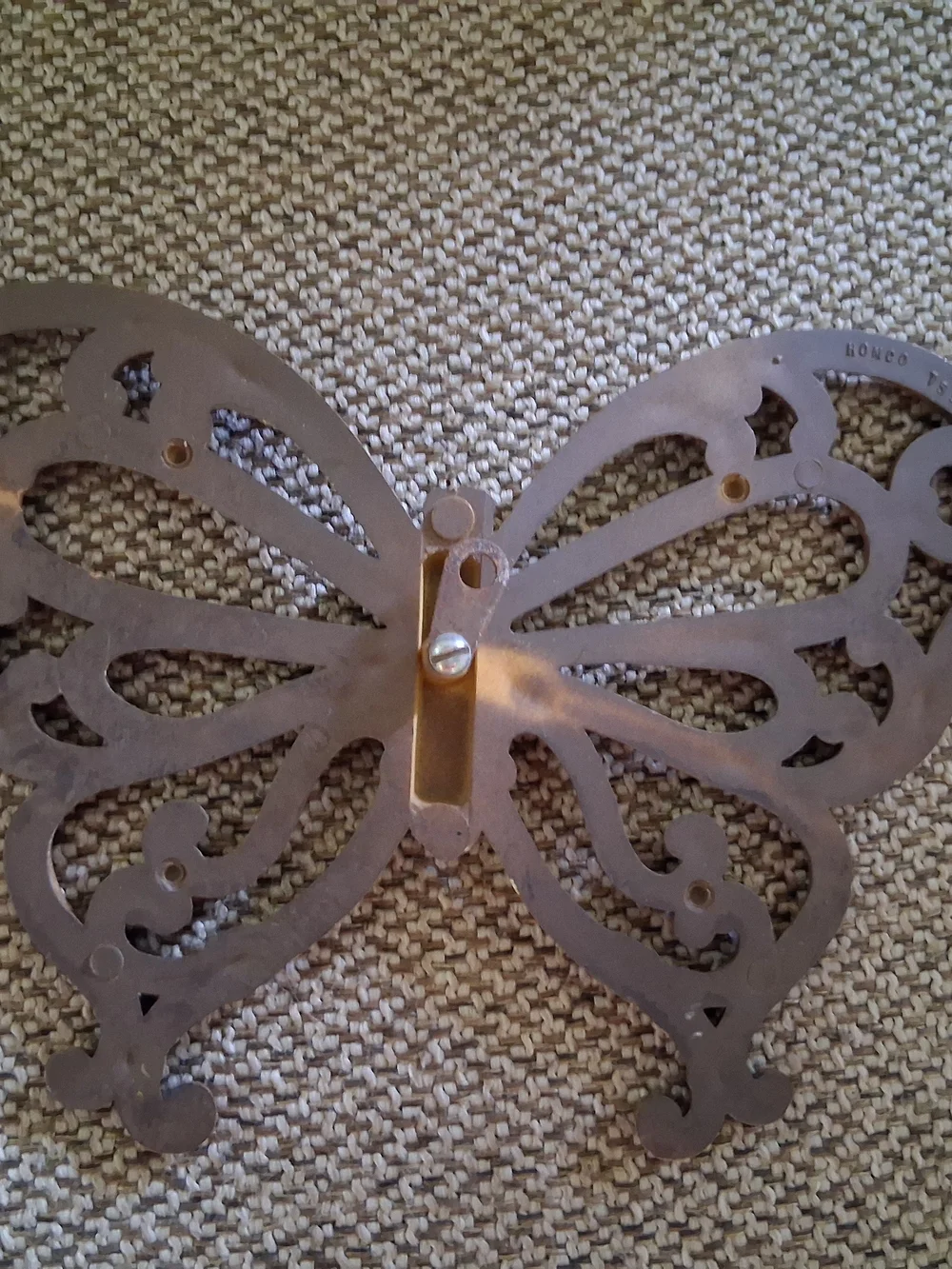 Vintage Homco Faux Wicker Butterfly Wall Hanging